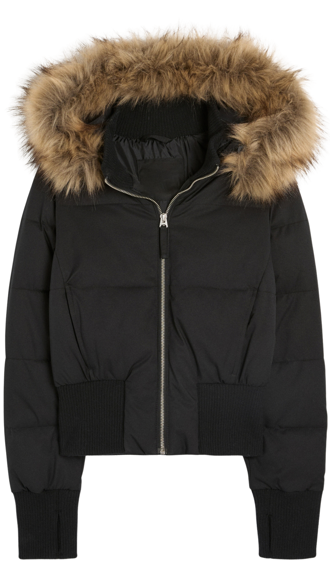Faux Fur Trim Puffer Bomber Jacket